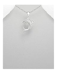 Dolphin CZ Pendant Necklace In 92.5 Sterling Silver