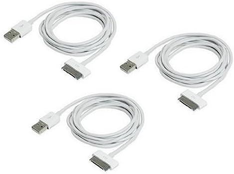 ECO White 6 Foot USB Charge and Sync Cable Cord for iPod, iPhone, iPad (Lifetime Warranty, 3 Pack, Bulk Packaging)