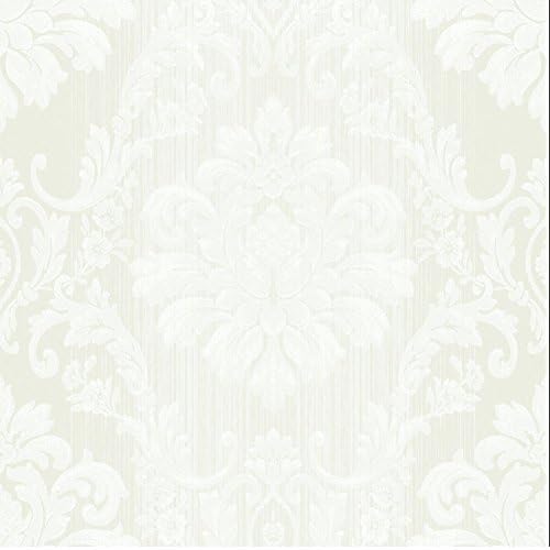 TGSIK Olivia Series luxury Damask Popular European Style Elegant White and Grey Floral Pattern Non-Woven luxury Wallpaper Art Decor