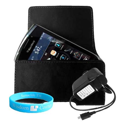 Cheap Black Leather Holster Case for Blackberry Torch + Wall Charger ...