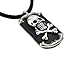 Black Leather Skull Sterling Silver Dog Tag title=