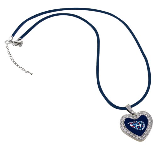 NFL Tennessee Titans Reversible Crystal Heart Pendant with Silk Cord