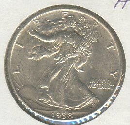 1938 P WALKING LIBERTY HALF DOLLAR SILVER, AU CONDITION-image