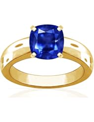 18K Yellow Gold Cushion Cut Blue Sapphire Solitaire Ring