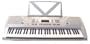 61 Keys Silver Keyboard Full Size Student Electronic Digital Piano with Notes Holder & AC Adapter & DirectlyCheap(TM) Translucent Blue Medium Pick