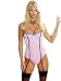 Pink Corset 4 Pc Set with Pantie Pearl Necklace Stockings Very Sexy Sizes 32 or 34