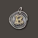 Waxing Poetic Rivet Initial Charm Pendant Sterling Silver Brass "B"