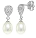 14k White Gold Dangle Earrings with Pearls & title=