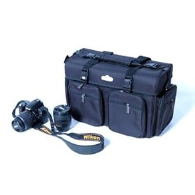 Large Black Camera Shoulder Bag for Digital SLR or Video Cameras by DMKFoto