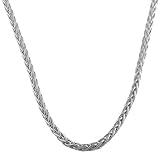 925 Sterling Silver Italian Made Wheat Chain (4 mm thick, 20 inches long)