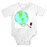 Onesie with plug, globe, electronics, world, earth by SHOPZEUS