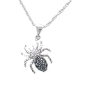 Sterling Silver Black and White Cubic Zirconia Spider Pendant, 18"
