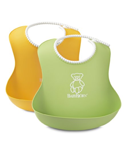 Babybjorn soft bib, green/yellow, 2 pack
