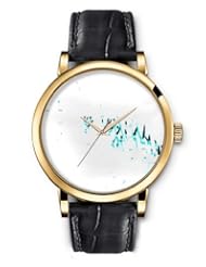 SPRAWL Aanalog Fashion Series Gold Ladies Watches of Genuine Black Leather Strap,Unique Wrist Watch for Women Girls Designed with Splashing blue cyan and black