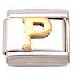 "P" Italian Charm Gold Plated 9mm