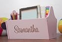 Personalized Toy Caddy - Pink - Print Marker Print Color Lime - Art Hearts