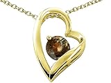 1.30 cts 14k Gold Heart Shaped Genuine Round Smoky Quartz Pendant - 14kt White or Yellow Gold