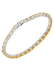 Sterling Silver 13.2 CTW Citrine Tennis Ladies Bracelet. Length 8 in. Total Item weight 12.3 g.