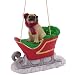 Pug Brown Dog Sleigh Christmas Ornament