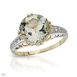 Yellow Gold 3.3 CTW Amethyst and 0.05 CTW Color I-J I2 Diamond Ladies Ring. Ring Size 7. Total Item weight 2.7 g.