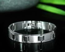 BRUSHED METAL LINK SOLID STAINLESS STEEL BRACELET .51" x 8.5"