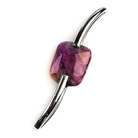 Genuine Charoite and Sterling Silver Boomerang Pendant by 