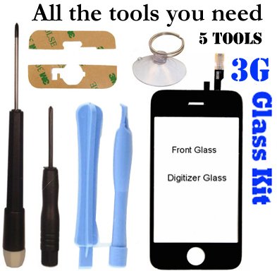 Apple Iphone 3g Digitizer Touch Screen Replacement GLASS + 7 Piece Tool Kit + Adhesive Strip - All you need to repair your broken glass