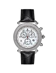 Aqua Master Mens or Womens Round Special Diamond Watch in Black band in white dial