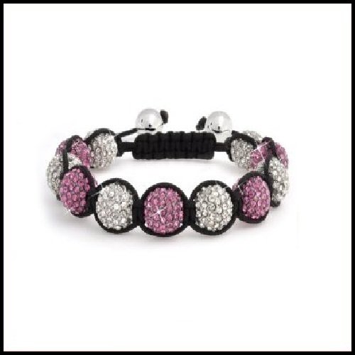 Fuchsia & White Crystal Bracelet - Top Quality Unisex Shamballa Friendship Bracelet