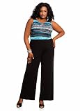 Ashley Stewart Womens Plus Size Cutaway Two-Tone Jumpsuit