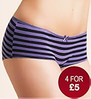 Cotton Rich Low Rise Stripe Shorts