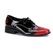 Black Mens Shoe Red Flame Crocodile Print Lace Up