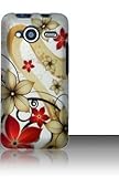 Red Flower Design Rubber Touch Phone Protector Hard Back Cover Case for HTC ....