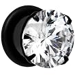 1/2" Black Clear Cubic Zirconia Plug