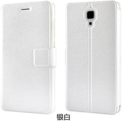 [Bear Life] Silk Pattern Flip Holder PU Leather Case with Card Slot for Xiaomi 4 Mi4 Phone Cases (Silvery White)