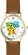 Gymnastic Equipment or Apparatus Montage - Rings, Pommel Horse, Parallel Bars Gymnastics Theme - WATCHBUDDY&reg; DELUXE TWO-TONE THEME WATCH - Arabic Numbers - Brown Leather Strap-Size-Large ( Men's Size or Jumbo Women's Size )