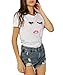 ROMWE Women's Tee Short Sleeve Loose Printing White Funny T Shirts T-Shirt