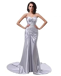 Strapless Charmeuse Sheath Sweetheart Prom Dress  with a Brush/Sweep Train 