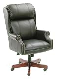 BOSS EXECUTIVE LEATHER HIGH BACK CHAIR W/ MAHOGANY FINISHED WOOD - Delivered
