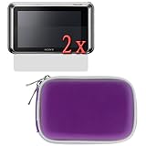 GTMax 2 x Clear LCD Screen Protector + Purple Camera Zipper Pouch Case for  ....
