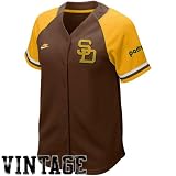 Nike San Diego Padres Women's Cooperstown Quick Pick Vintage Baseball Jersey - Brown-Gold (Large)