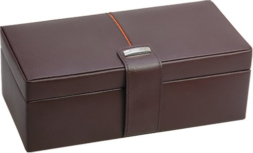 Dulwich Brown Leather with Orange Lining Watch & Cufflink Box