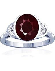 14K White Gold Oval Cut Ruby Three Stone Ring (GIA Certificate)