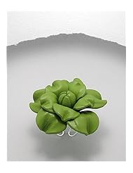 Lawn Green Flower Leather Ring In White Base
