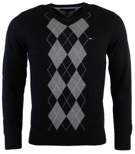 Tommy Hilfiger Mens Argyle V-Neck Pullover Sweater