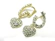 Gold Delicate Crystal Puffy Heart Drop Earrings Fashion Jewelry