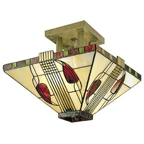 Dale Tiffany 2726/2LTF Henderson Flush Mount Light, Antique Bronze and Art Glass Shade
