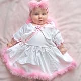 Sophias Style Boutique Infant Baby Girl Clothes White Pink 2pc DRESS SET 0-24M
