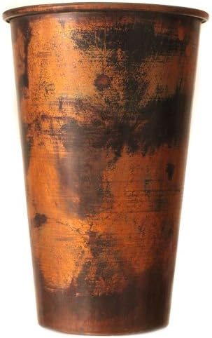 Dago's Copper Designs 333-B 1-Piece Handmade Solid Copper Tapered Seamless Flower Pot, 8-Inch by 8-Inch by 12-Inch, Brown