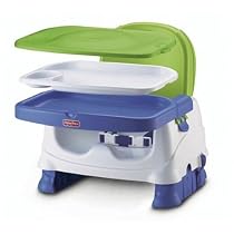 Fisher-Price Healthy Care Deluxe Booster Seat, Blue/Green/Gray
